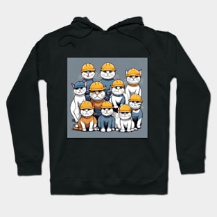 cute group of kittens wearing a hard hat Hoodie